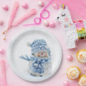 冬の雪だるま写真クリスマスかわいい ペーパープレート (パーティー)