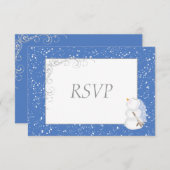 冬の雪だるま新郎新婦ウェディングRSVP 出欠カード (正面/裏面)