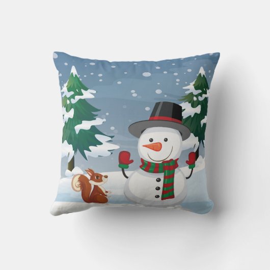 冬の雪だるま装飾用クッション – クリスマスデコール クッション (裏面)
