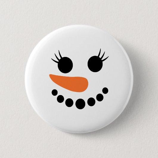 冬の雪だるま顔まつ毛Gのためのクリスマスクリスマス 缶バッジ (正面)
