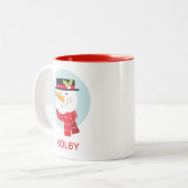 冬の雪だるま顔ツートーンコーヒーマグ ツートーンマグカップ (正面左)