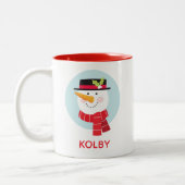 冬の雪だるま顔ツートーンコーヒーマグ ツートーンマグカップ (左)