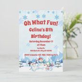 冬の雪だるま"ああ何おもしろい"誕生日 招待状 (スタンド正面)