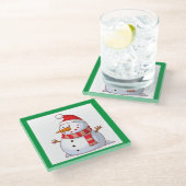 冬の雪だるま ガラスコースター (アングル)