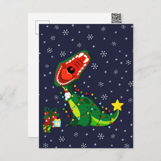 冬の雪だるま クリスマス ツリー T-レックス 恐竜 (正面/裏面)