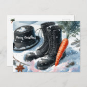 冬の雪だるま シーズンポストカード (正面/裏面)