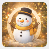 冬の雪だるま スクエアシール (正面)