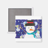 冬の雪だるま マグネット (正面/裏面)