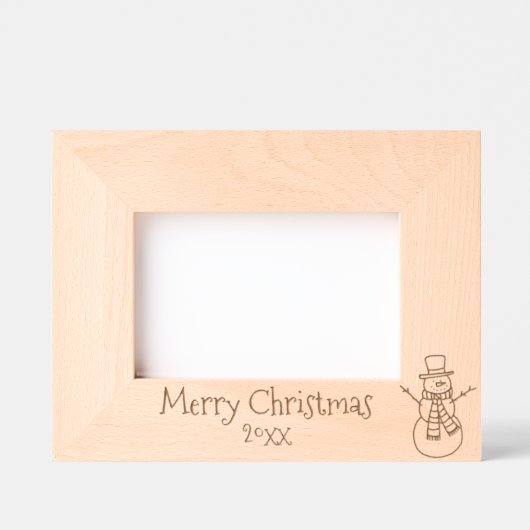 冬の雪だるま（季節の挨拶と年） レーザー彫刻フレーム (正面)