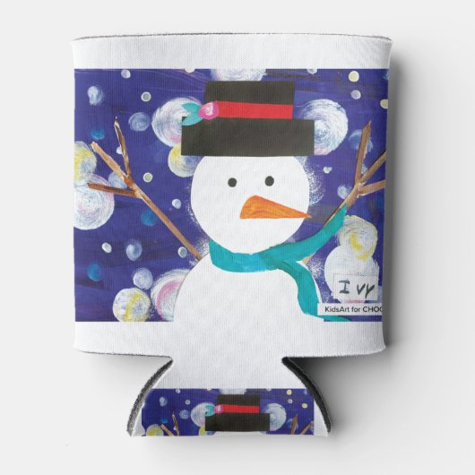 冬の雪だるま 缶クーラー (正面)