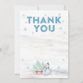 冬の雪だるま 1歳の誕生日招待状 招待状 (裏面)