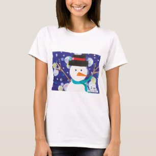 冬の雪だるま Tシャツ