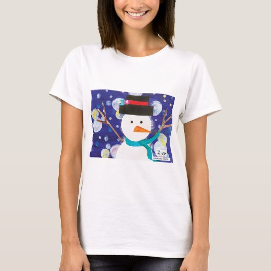 冬の雪だるま Tシャツ (正面)