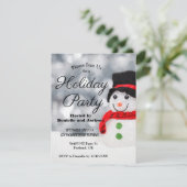 冬の雪だるまwトップハットホリデーパーティー 招待状 (スタンド正面)