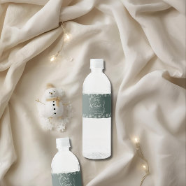冬の雪とグリーンの可愛い寒さ ペットボトルラベル