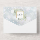 冬の雪とグリーン+モノグラムの結婚式 オールインワン招待状 (裏面)