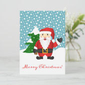 冬の雪とサンタクロースのメリークリスマス シーズンカード (スタンド正面)