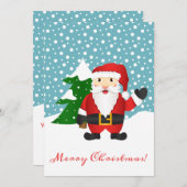 冬の雪とサンタクロースのメリークリスマス シーズンカード (正面/裏面)
