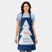 冬の雪とドットのパターン エプロン (着用した状態)