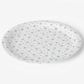 冬の雪とドットのパターン ペーパープレート (アングル)