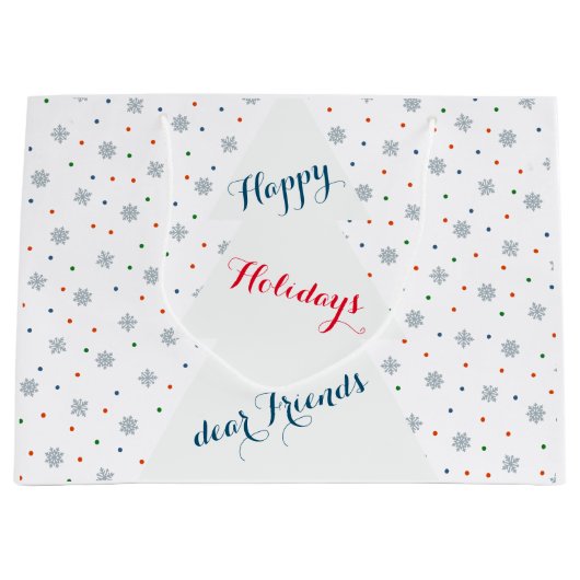 冬の雪とドットのパターン ラージペーパーバッグ (正面)