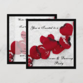 冬の雪とバラの花びら 招待状 (正面/裏面)