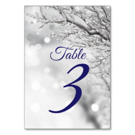 冬の雪と氷のウェディング テーブルナンバー