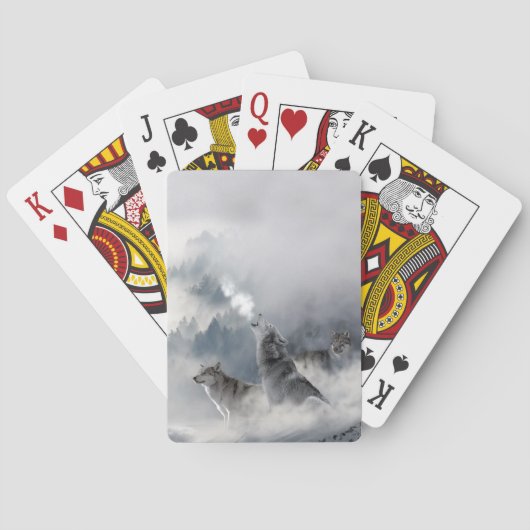 冬の雪にオオカミのトランプ トランプ (裏面)