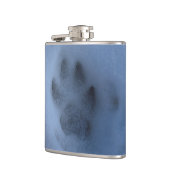 冬の雪にワイルドグレーウルフポープリント フラスク (左)