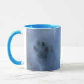 冬の雪にワイルドグレーウルフポープリント マグカップ (左)