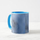 冬の雪にワイルドグレーウルフポープリント マグカップ (正面左)