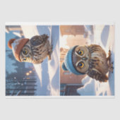 冬の雪に愛らしいフクロウ – Decompage - 薄葉紙 (正面)