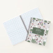 冬の雪に覆われたスキー場の山の斜面の風景 ノートブック (内部)