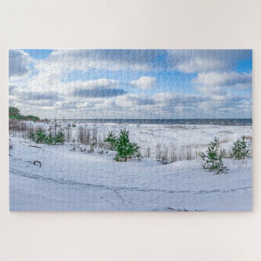 冬の雪に覆われたバルト海沿岸 ジグソーパズル (横)
