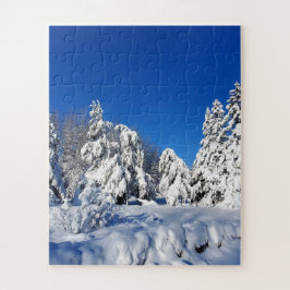 冬の雪に覆われた木々のパズル ジグソーパズル