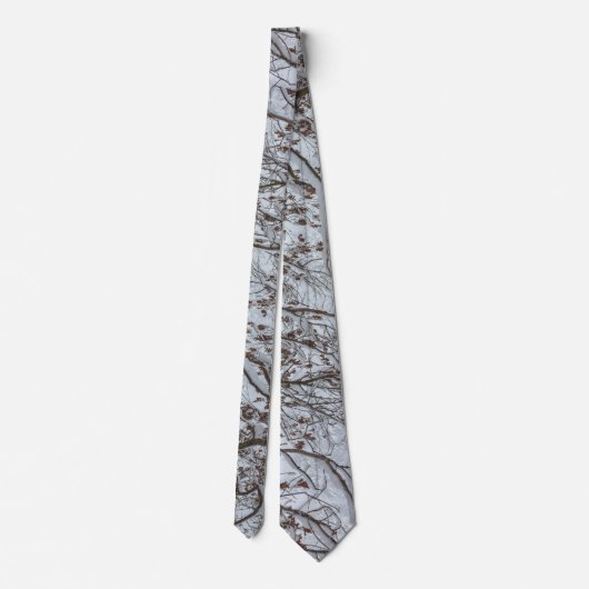 冬の雪に覆われた木 ネクタイ (裏面)