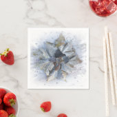 冬の雪に覆われた枯葉 グレー 白 茶色 スタンダードカクテルナプキン (インサイチュ)