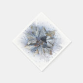 冬の雪に覆われた枯葉 グレー 白 茶色 スタンダードカクテルナプキン (角)