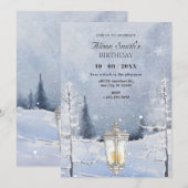 冬の雪に覆われた森の風景 招待状 (正面/裏面)