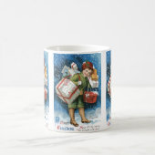 冬の雪に贈り物を贈るヴィンテージクリスマス コーヒーマグカップ (中央)