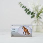 冬の雪に赤いキツネ 名刺 (スタンド正面)