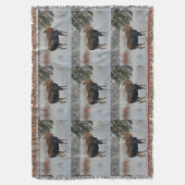 冬の雪に野生のカナダムースIV スローブランケット (正面縦)