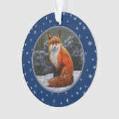 冬の雪のかわいい赤キツネ オーナメント (正面)