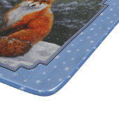 冬の雪のかわいい赤キツネ カッティングボード (角)