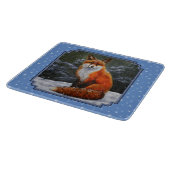 冬の雪のかわいい赤キツネ カッティングボード (角)