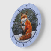 冬の雪のかわいい赤キツネ ラージ壁時計 (傾斜)