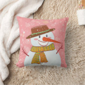 冬の雪のかわいい雪だるま クッション (ブランケット)