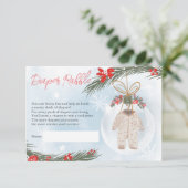 冬の雪のアイシーブルーのおむつくじ赤ちゃんシャワー エンクロージャーカード (スタンド正面)