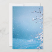 冬の雪のウェディング フラット セーブ・ザ・デート カード (裏面)