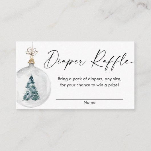 冬の雪のオーナメント赤ちゃんシャワーおむつラッフル エンクロージャーカード (正面)